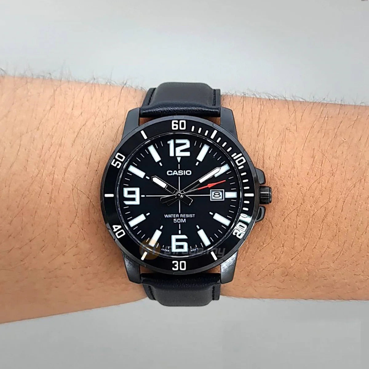 ZEGAREK MĘSKI CASIO MTP-VD01BL-1B (zd169d) + BOX-5