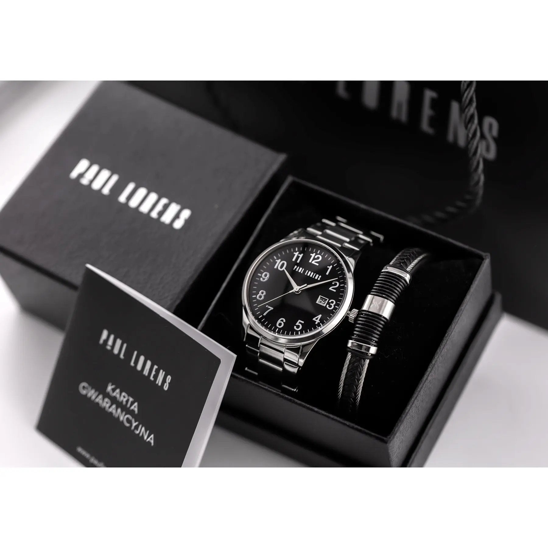 KOMPLET PREZENTOWY MĘSKI PAUL LORENS - Zegarek + Bransoletka  (zg368d) KOMPLET PREZENTOWY MĘSKI PAUL LORENS  Zegarek + Bransoletka  (zg368d)  5905937209340
