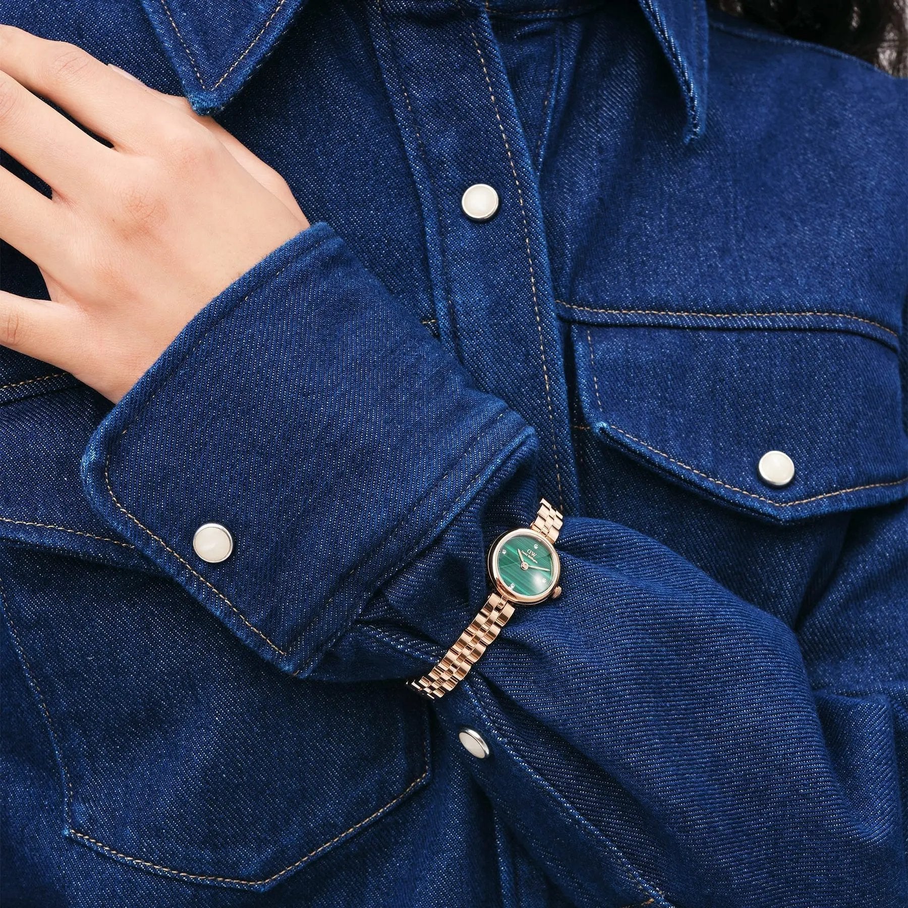 ZEGAREK DAMSKI DANIEL WELLINGTON Elan Lumine Malachite Rose Gold 22mm DW00100721 + BOX (zw522c) ZEGAREK DAMSKI DANIEL WELLINGTON Elan Lumine Malachite Rose Gold 22mm 7315030055863