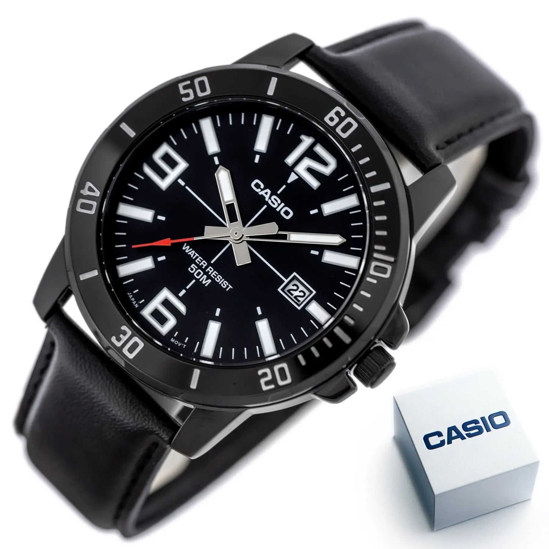 ZEGAREK MĘSKI CASIO MTP-VD01BL-1B (zd169d) + BOX ZEGAREK MĘSKI CASIO MTP-VD01BL-1B (zd169d) + BOX - Lorence 4549526315732