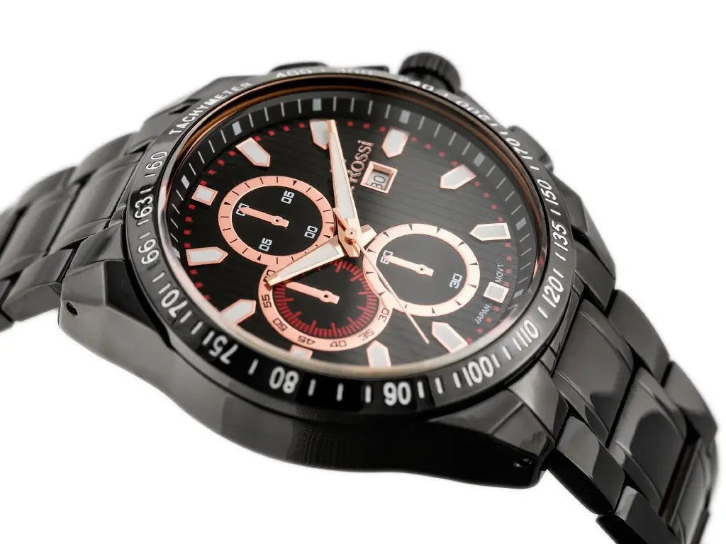 ZEGAREK MĘSKI G. ROSSI - BLUES (zg094g) black/rose + BOX-3