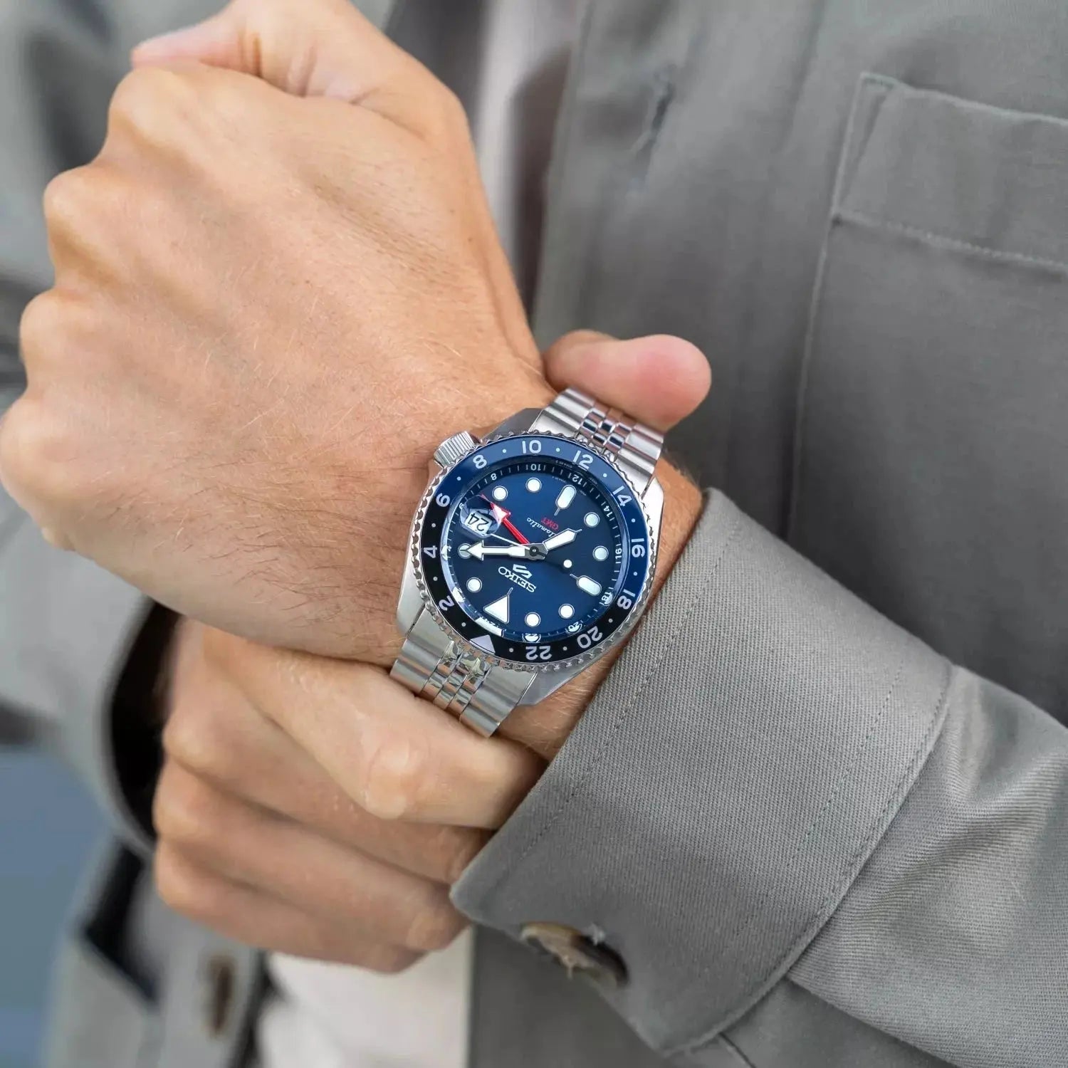 ZEGAREK MĘSKI SEIKO 5 SPORTS SSK003K1 GMT AUTOMAT WR100 + BOX ZEGAREK MĘSKI SEIKO 5 SPORTS SSK003K1 GMT AUTOMAT WR100 + BOX - 4954628247117