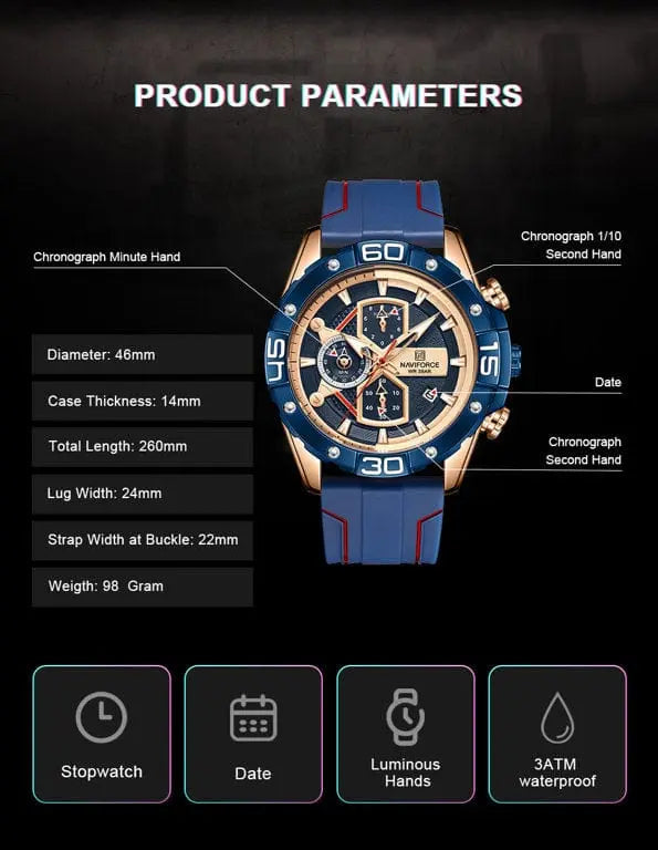 Zegarek Męski Naviforce NF8018T - Chronograf Zegarek Męski Naviforce NF8018T - Chronograf - Lorence 5903981734696