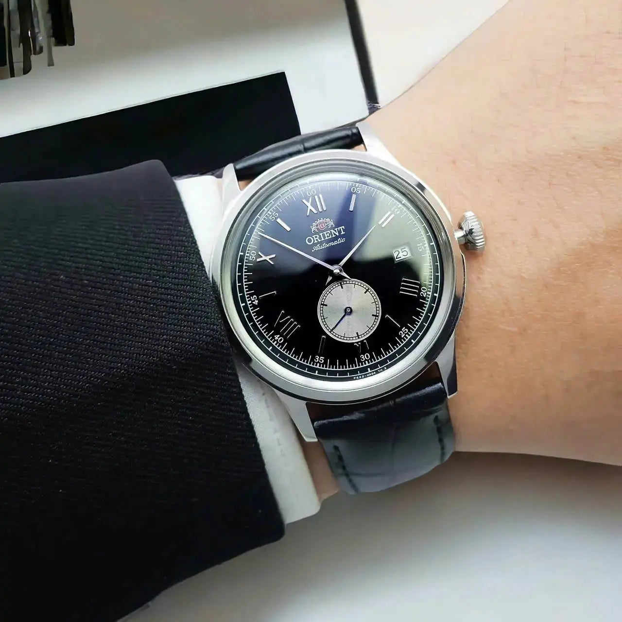 Zegarek Męski Orient Bambino Small Seconds RA-AP0101B30B+ BOX Zegarek Męski Orient Bambino Small Seconds RA-AP0101B30B+ BOX - 4942715029685