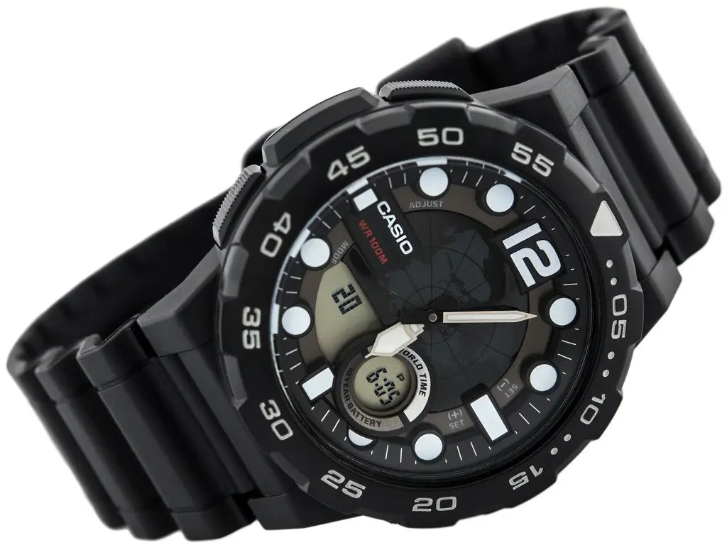 ZEGAREK MĘSKI CASIO AEQ-100W 1AV (zd070a) - WORLD TIME + BOX ZEGAREK MĘSKI CASIO AEQ-100W 1AV (zd070a) - WORLD TIME + BOX - Lorence 4549526112287