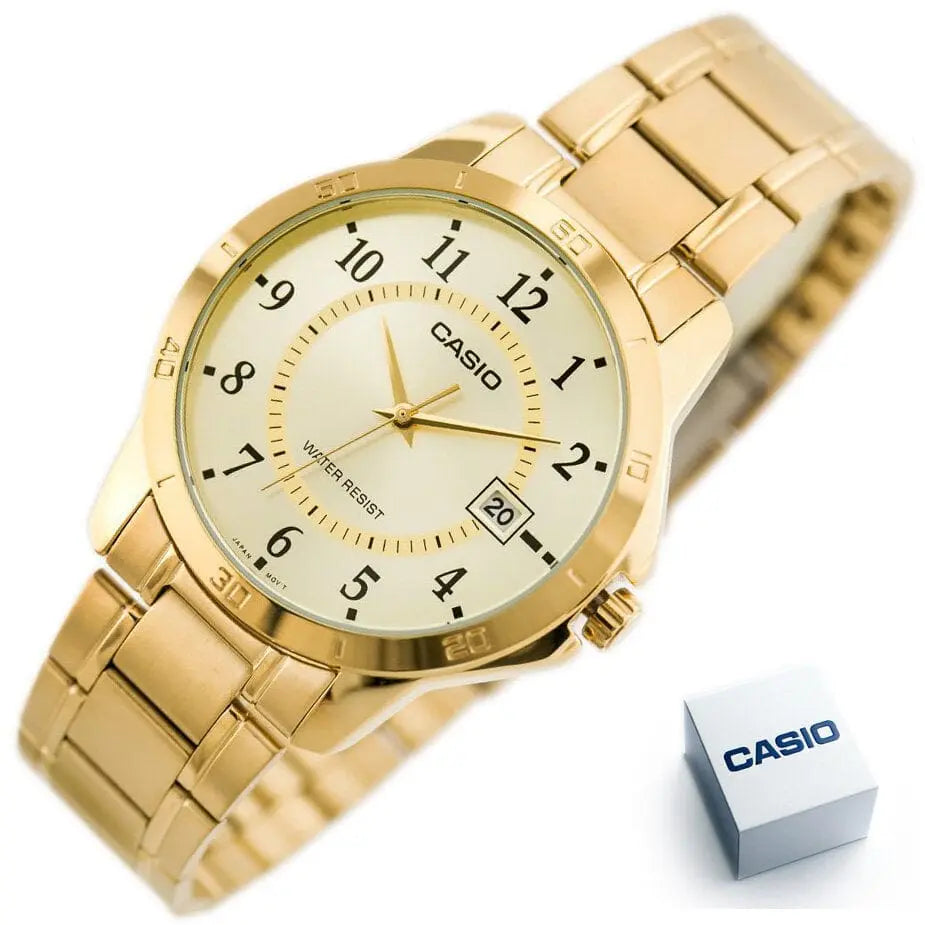 Złoty Zegarek Męski Casio MTP-V004G-9B Złoty Zegarek Męski Casio MTP-V004G-9B - Lorence 4971850056867