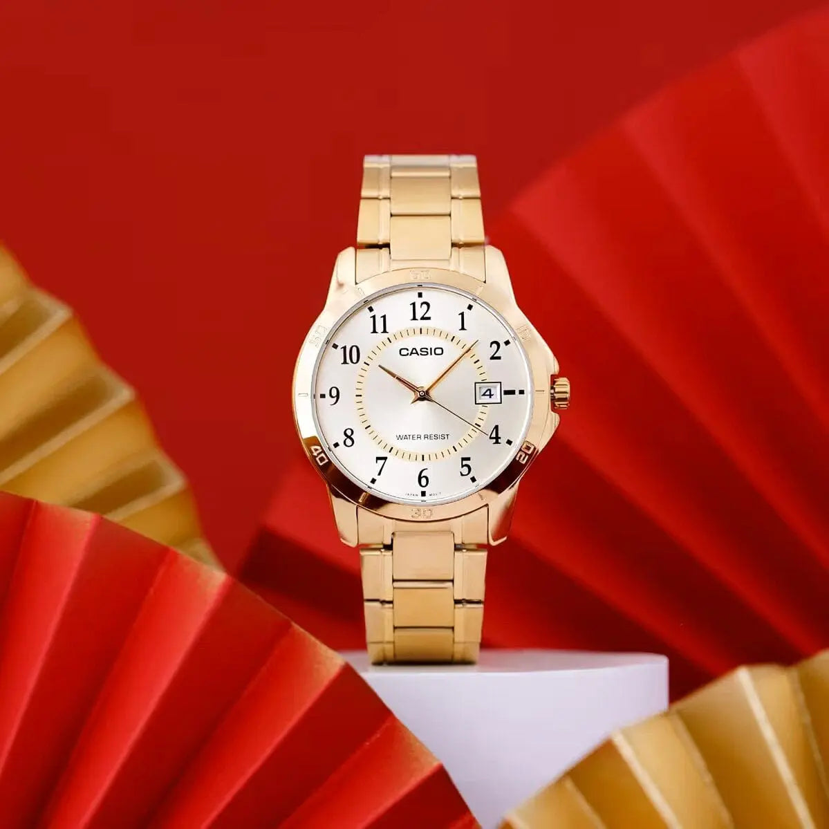 Złoty Zegarek Męski Casio MTP-V004G-9B Złoty Zegarek Męski Casio MTP-V004G-9B - Lorence 4971850056867