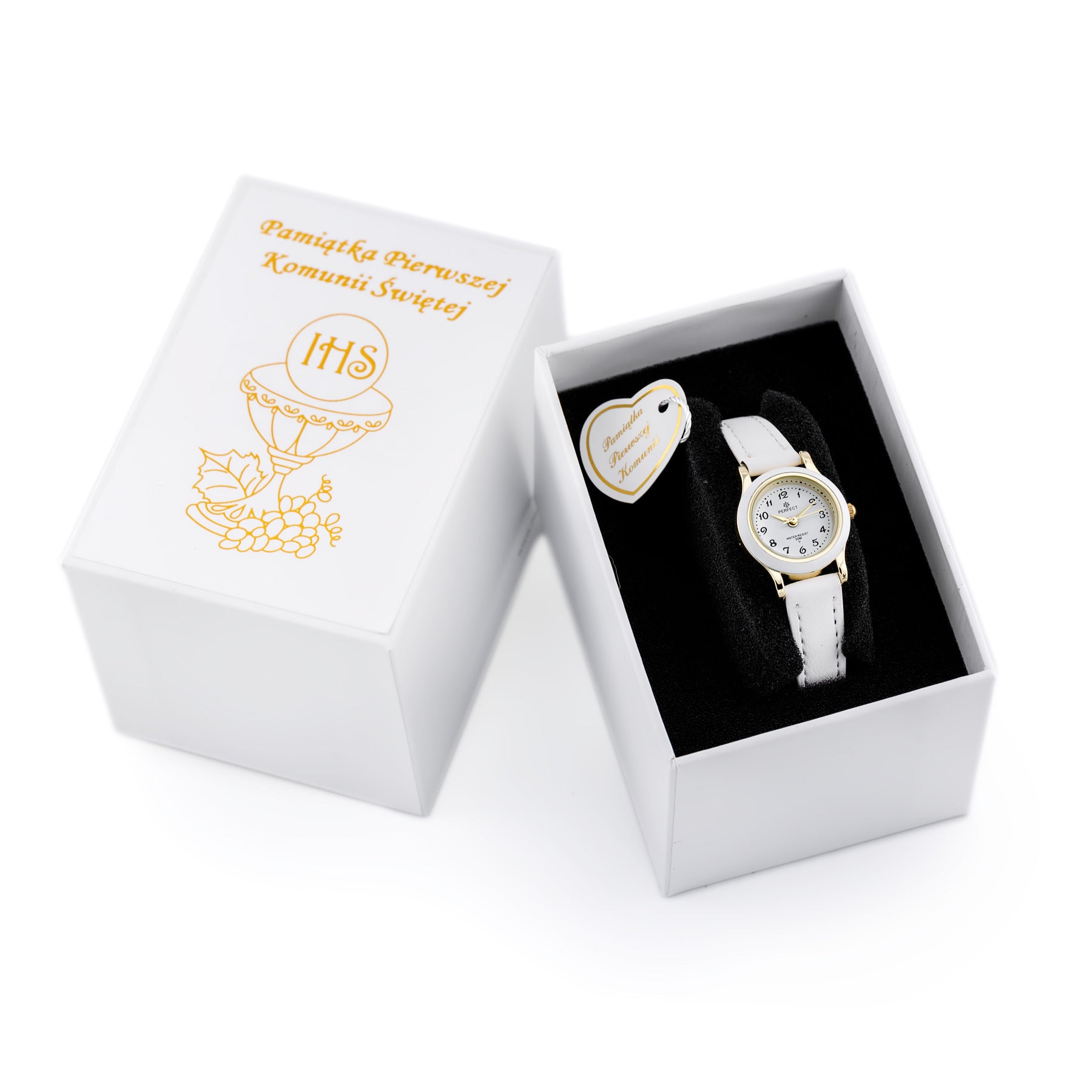ZEGAREK DZIECIĘCY PERFECT L036-01 KOMUNIJNY - biały/złoty + BOX (zp799b)-3