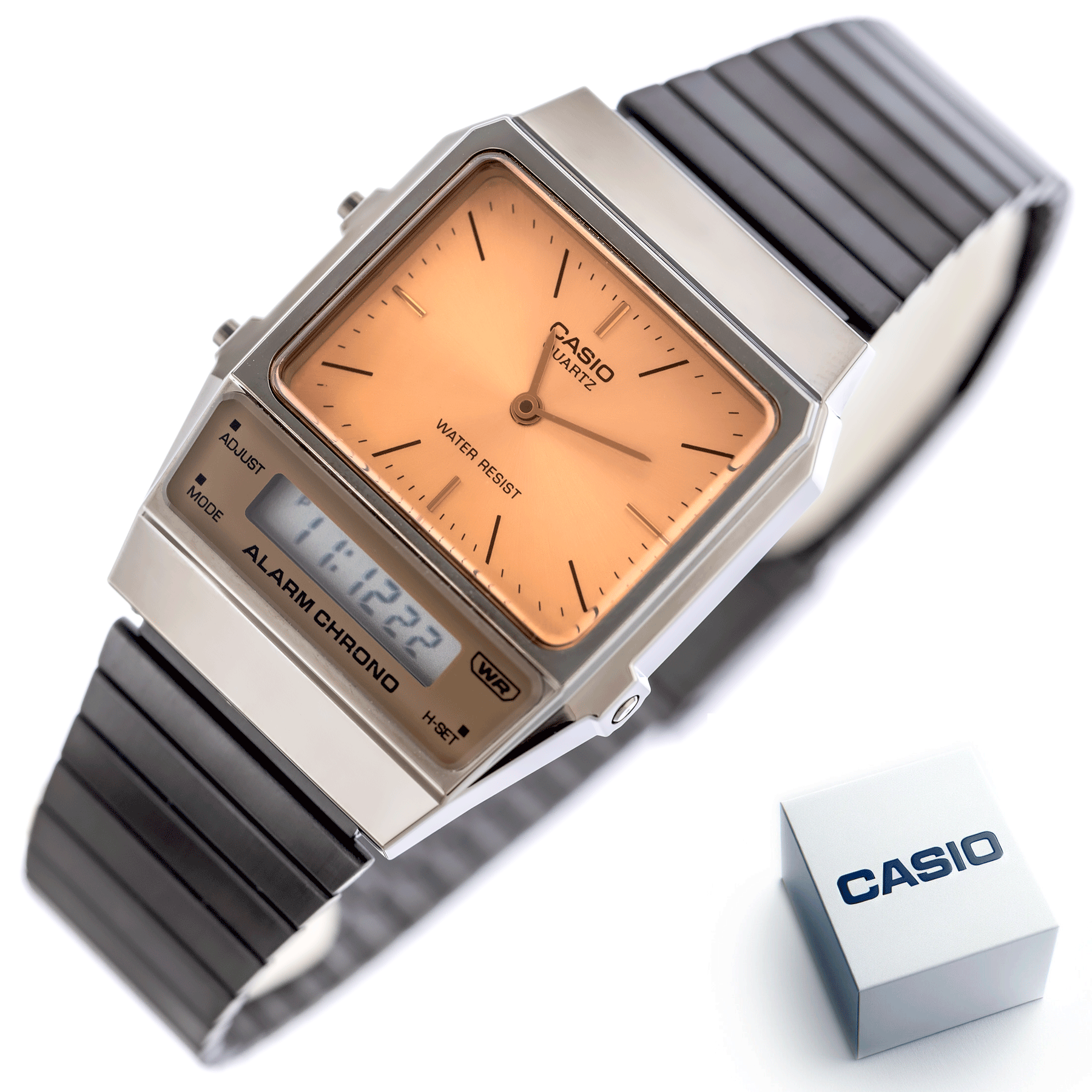 ZEGAREK UNISEX CASIO Vintage Dual Time AQ-800ECGG-4ADF + BOX-10