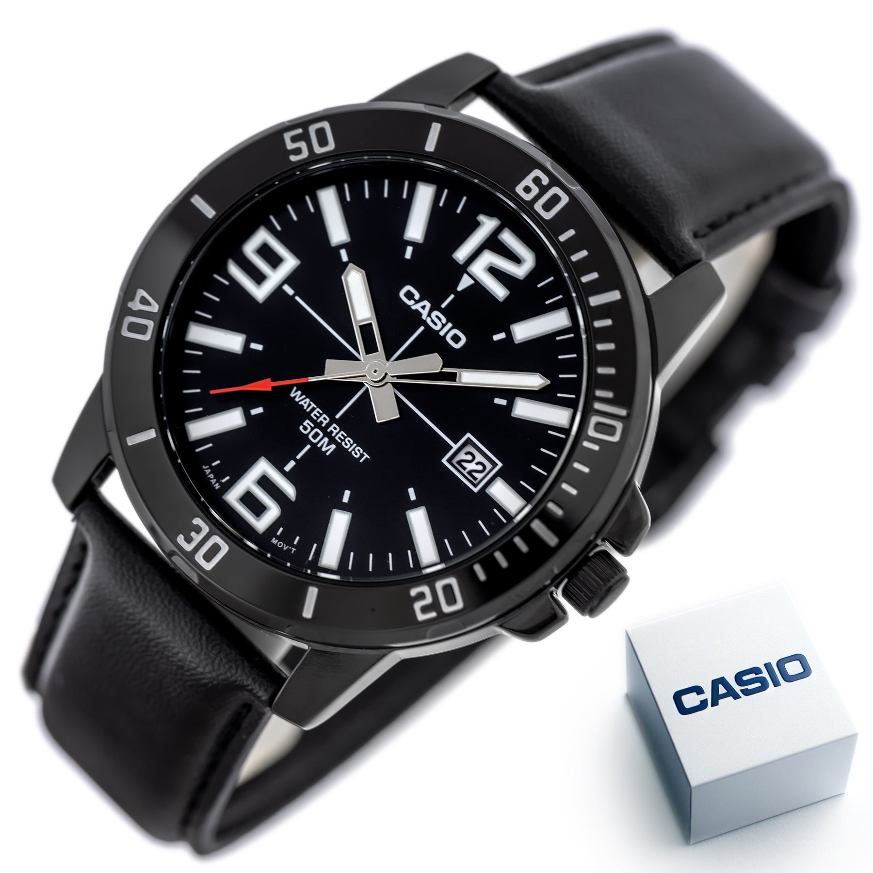 ZEGAREK MĘSKI CASIO MTP-VD01BL-1B (zd169d) + BOX-9