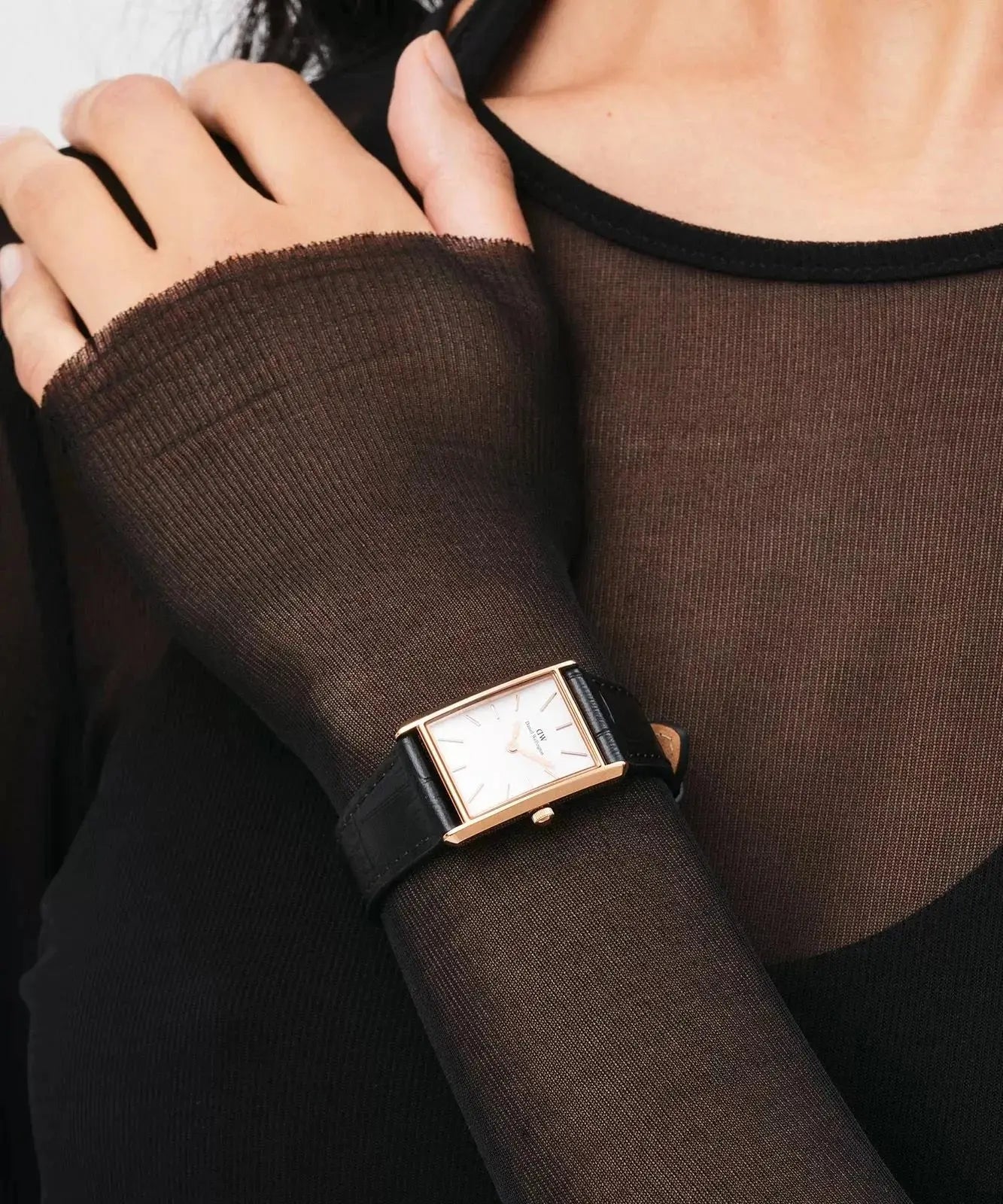 ZEGAREK DAMSKI DANIEL WELLINGTON Bound Black Crocodile Rose Gold  DW00100693 + BOX ZEGAREK DAMSKI DANIEL WELLINGTON Bound Black Crocodile Rose Gold   7315030055580