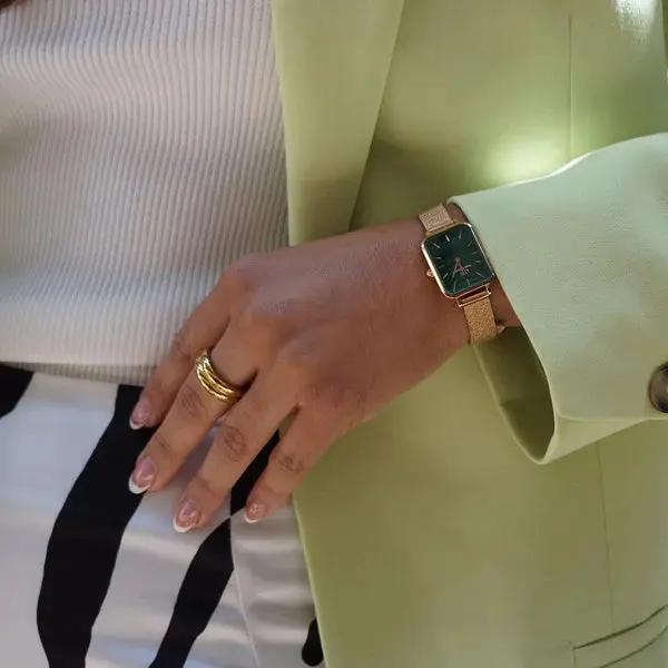 ZEGAREK DAMSKI DANIEL WELLINGTON Quadro Pressed Evergold Emerald 20mm DW00100561+ BOX (zw505m) ZEGAREK DAMSKI DANIEL WELLINGTON Quadro Pressed Evergold Emerald 20mm  7315030040104