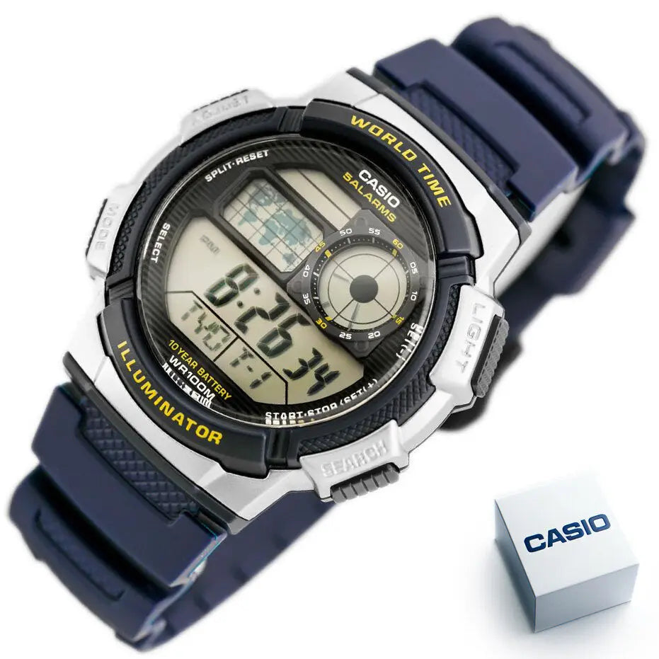 ZEGAREK MĘSKI CASIO AE-1000W 2AV (zd073e) - WORLD TIME + BOX-10