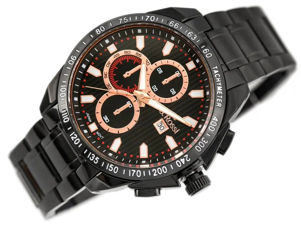 ZEGAREK MĘSKI G. ROSSI - BLUES (zg094g) black/rose + BOX-2