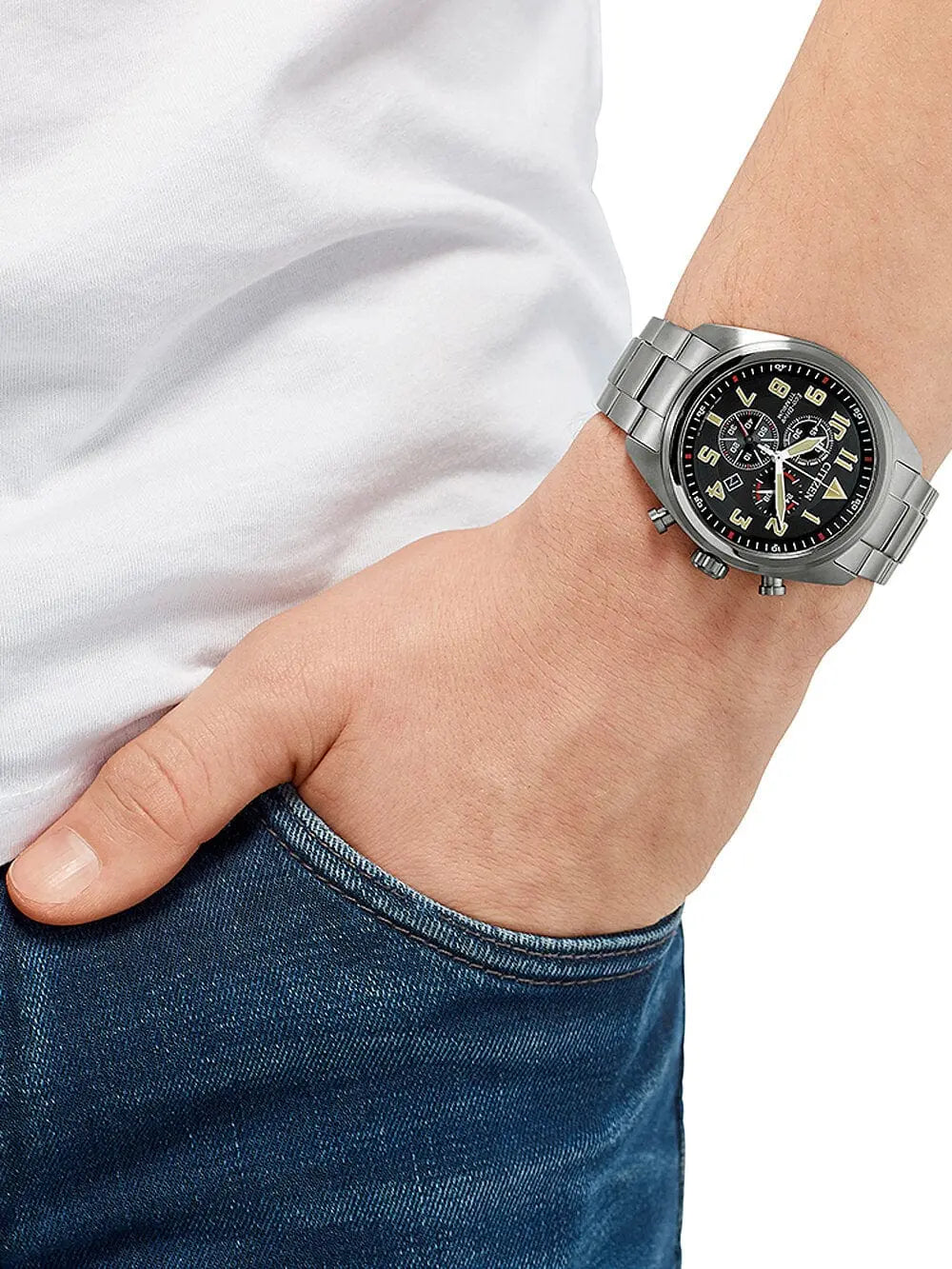 Citizen Zegarek Męski Citizen Super-Titanium Eco-Drive AT2480-81E