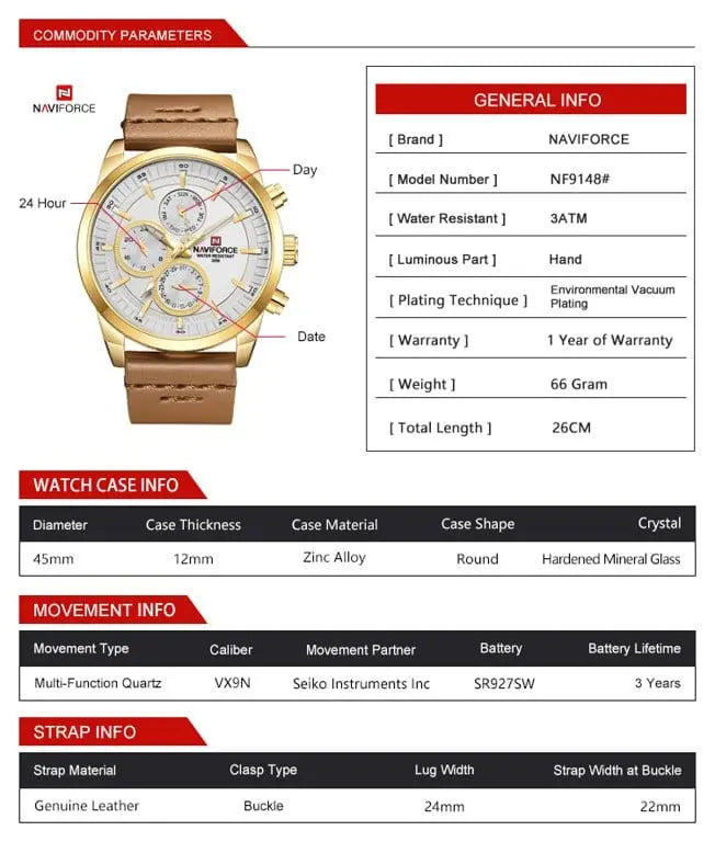 Zegarek Męski Naviforce - NF9148 Zegarek Męski Naviforce - NF9148 - Lorence 734830868713