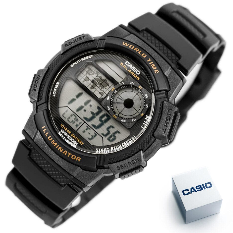 Casio ZEGAREK MĘSKI CASIO AE-1000W-1AV - WORLD TIME