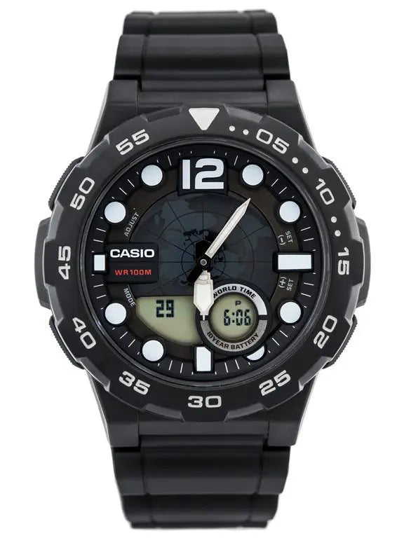 ZEGAREK MĘSKI CASIO AEQ-100W 1AV (zd070a) - WORLD TIME + BOX ZEGAREK MĘSKI CASIO AEQ-100W 1AV (zd070a) - WORLD TIME + BOX - Lorence 4549526112287