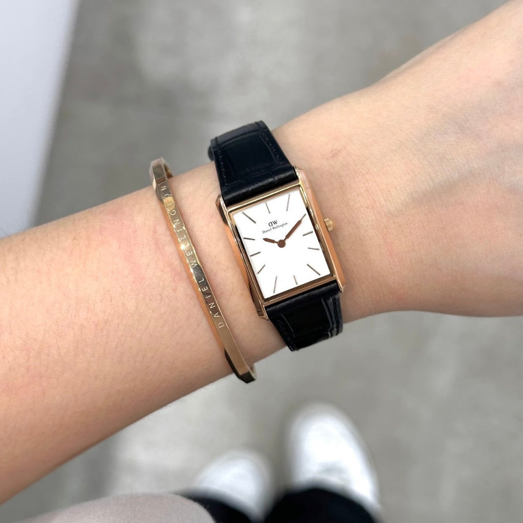 ZEGAREK DAMSKI DANIEL WELLINGTON Bound Black Crocodile Rose Gold 24mm DW00100698 + BOX ZEGAREK DAMSKI DANIEL WELLINGTON Bound Black Crocodile Rose Gold 24mm  7315030055634