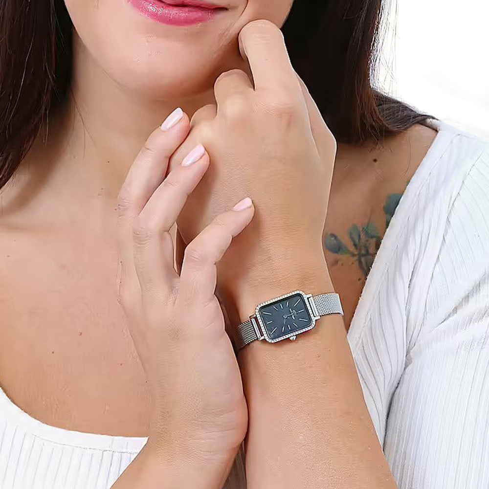 ZEGAREK DAMSKI DANIEL WELLINGTON Quadro Silver Mesh DW00100667 + BOX (zw519k) ZEGAREK DAMSKI DANIEL WELLINGTON Quadro Silver Mesh DW00100667 + BOX  7315030053579
