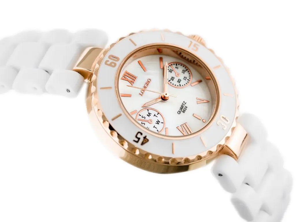 ZEGAREK DAMSKI LONGBO - white/gold (zx610a) ZEGAREK DAMSKI LONGBO - white/gold (zx610a) - Lorence 5905937202884