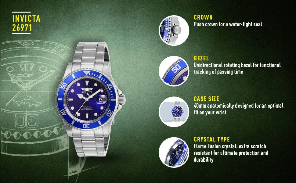 ZEGAREK MĘSKI INVICTA PRO DIVER 26971 - WODOSZCZELNOŚĆ 200m, koperta 40mm ZEGAREK MĘSKI INVICTA PRO DIVER 26971 - WODOSZCZELNOŚĆ 200m, koperta  886678324224