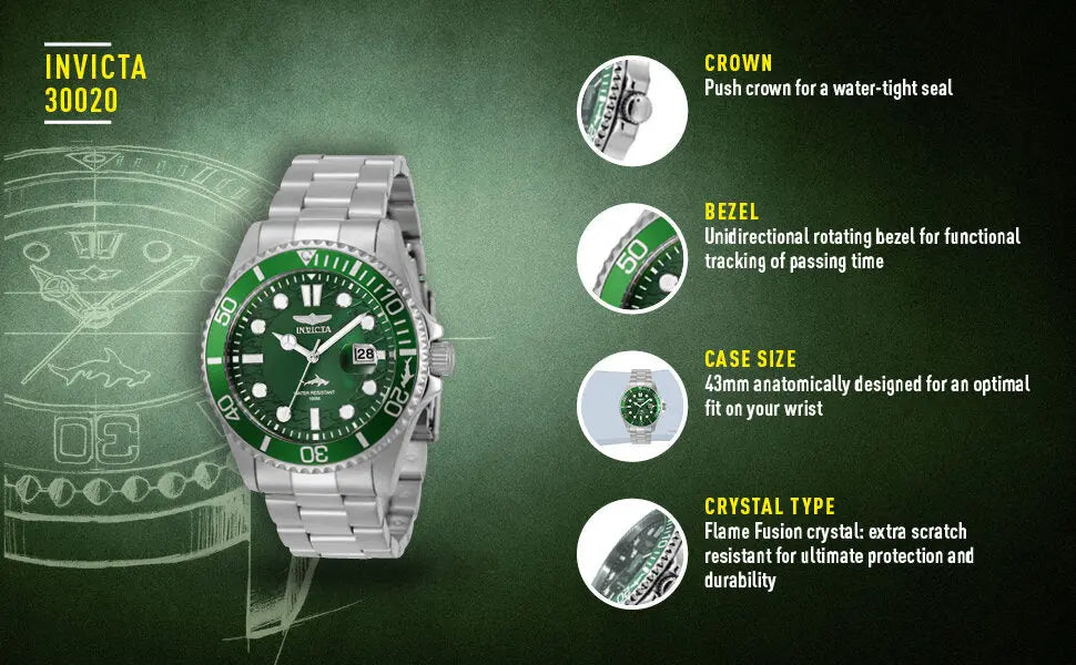 ZEGAREK MĘSKI INVICTA PRO DIVER 30020 - WR100 + BOX ZEGAREK MĘSKI INVICTA PRO DIVER 30020 - WR100 + BOX - Lorence 886678356355